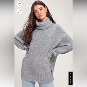 Conway Grey Oversized Knit Turtleneck Sweater